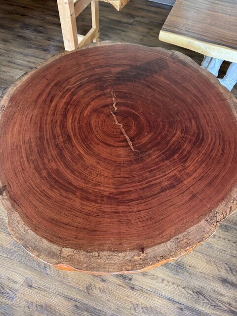 一枚板紹介】ブビンガの丸テーブル - 一枚板専門店 MIZUMA家具